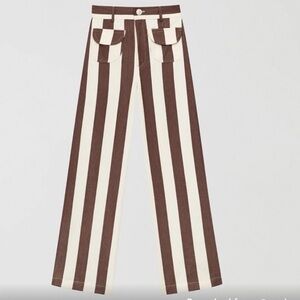 La Veste parasol pants in brown/ecru and cream striped size medium